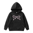 thumbnail image 1 of FAOWME Child Long Sleeved Hoodie With Printed Bow Tie Tops Pullover Sweatshirt Black 13-14Years, 1 of 7