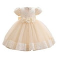 thumbnail image 1 of FAOWME Child Mesh Dress Stylish Little Girl Dress Sundress Beige 12-18 Months, 1 of 6