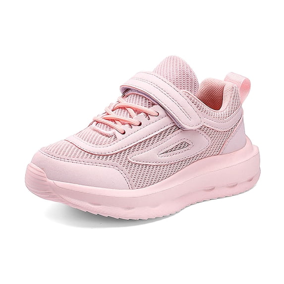 FAOWME Child Net Breathable Solid Color Flying Woven Sports Shoes Sneakers For Boys Girls School Casual Lightweight Soft Soled Shoes Pink 10-10.5 Years