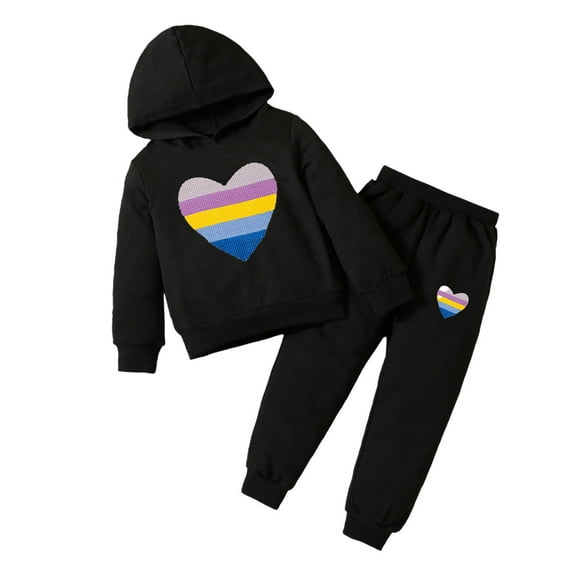 FAOWME Child Outfit Sets Kid's Winter Tracksuit Pullover Hoodie Jogging Pants Sets 2 Pieces Sweatsuit Clothes Sets Fashionable Hood Sweatsuit