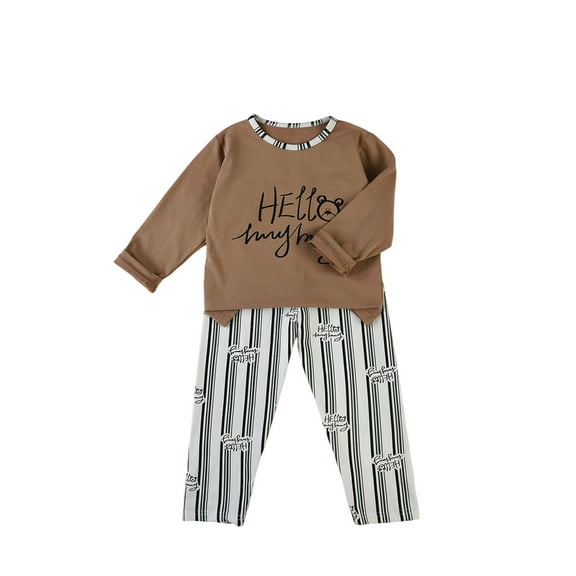 FAOWME Child Outfit Sets Soft Cozy Girls O-Neck Thermal Clothes Long Sleeve Tops And Pants Home Toddler Kids Stylish Dailywear