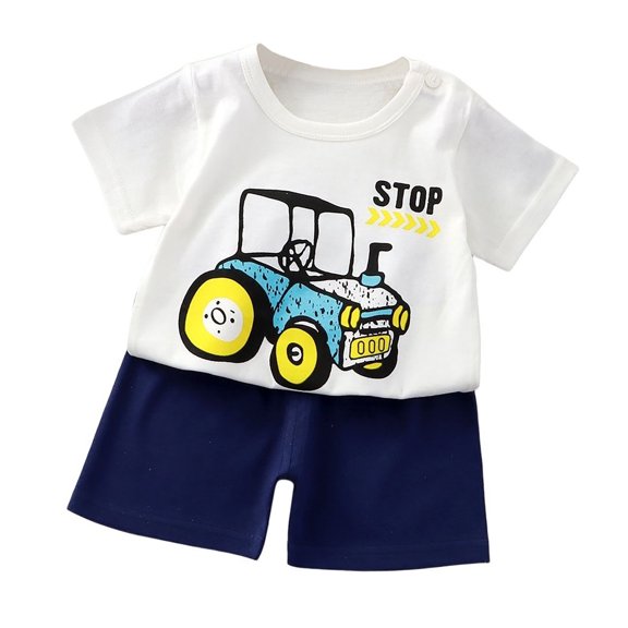 FAOWME Child Outfit Sets Summer Boys Girls Short Sleeved T Shirt Shorts Sets Boys Girls Two Piece Clothes Sets Birthday O-Neck Dailywear