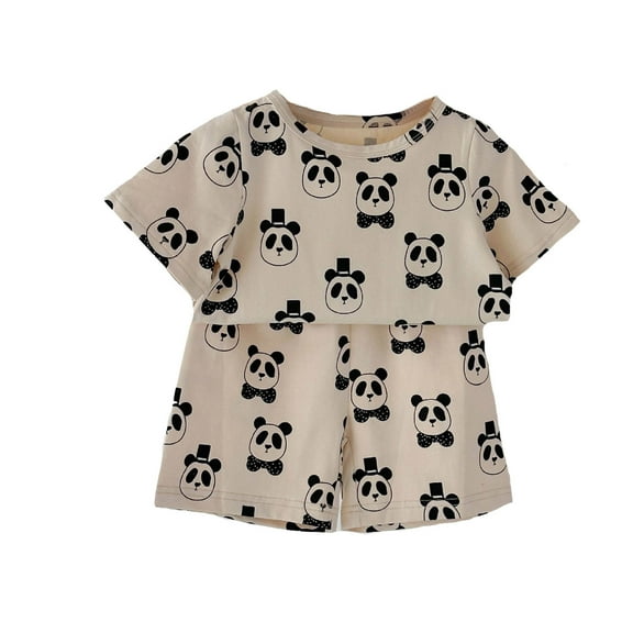 FAOWME Child Outfit Sets Summer Boys Girls Short Sleeved T Shirt Shorts Sets Boys Girls Two Piece Clothes Sets Comfort O-Neck Dailywear