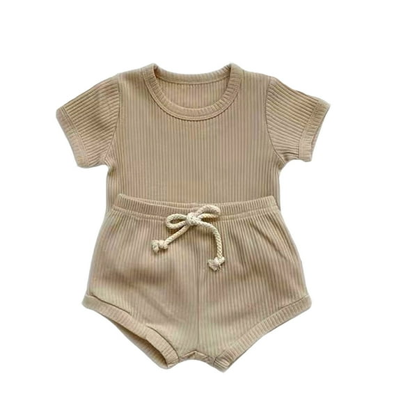 FAOWME Child Outfit Sets Summer Boys Girls Short Sleeved T Shirt Shorts Sets Boys Girls Two Piece Clothes Sets Cozy O-Neck Dailywear