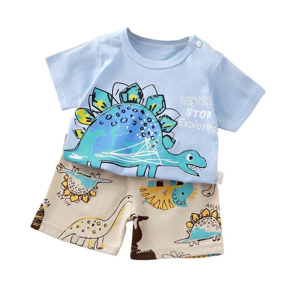 FAOWME Child Outfit Sets Summer Boys Girls Short Sleeved T Shirt Shorts Sets Boys Girls Two Piece Clothes Sets Cute O-Neck Dailywear