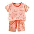 thumbnail image 1 of FAOWME Child Outfit Sets Toddler Boys Girls Summer Cartoon Printed Short Sleeved Tops And Shorts 2PC Children Suit Clothes Sets Fashionable O-Neck Dailywear, 1 of 4