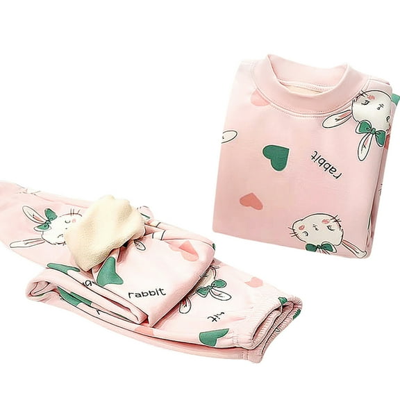 FAOWME Child Outfit Sets Toddler Unisex Kids Boys Girls Winter Warm Cartoon Floral Dinosaur Print Tops Shirt Sweatpants Jogger 2PCS Sets Clothes Sets Cozy O-Neck Dailywear