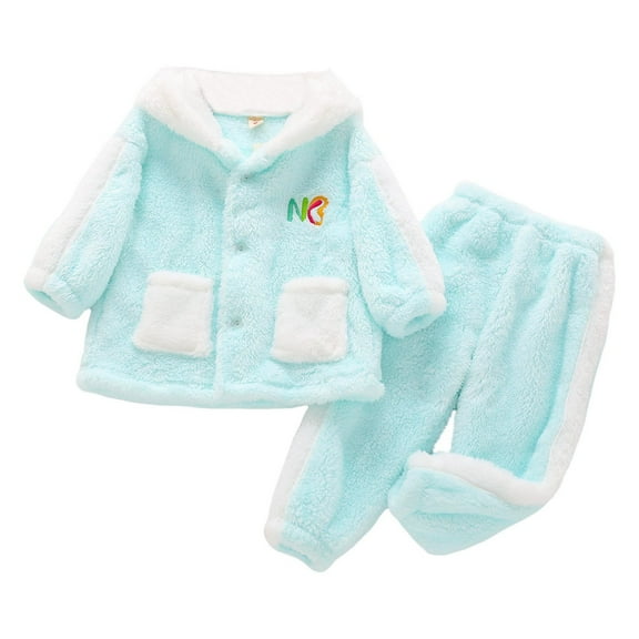 FAOWME Child Pajamas Baby Comfy Homewear Boys Girls Set Green 5-6 Years