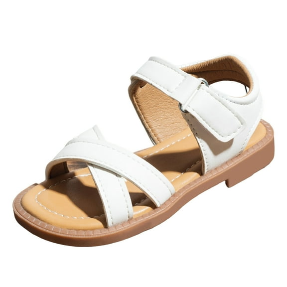 FAOWME Child Shoes Fashion Comfortable Soft Sole Sandals Beach Outdoor Flat Casual Sandals White 3-3.5 Years