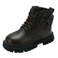thumbnail image 1 of FAOWME Child Shoes High Heel Ankle Boots Shoes Comfortable Soft Sole Casual Boots Brown 5.5-6 Years, 1 of 7