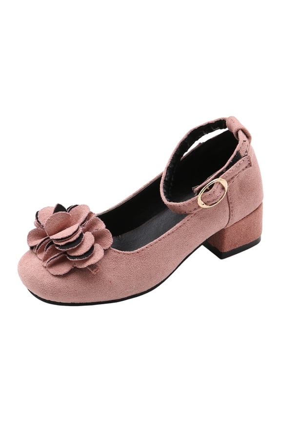 Child Shoes Thick High Heel Sandals Fashionable Diamond Bow Small High Heel Princess Sandals Pink 8-9 Years