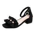 thumbnail image 1 of FAOWME Child Shoes Thick High Heeled Sandals Fashionable Small High Heeled Flower Pearl Princess Sandals Black 5.5-6 Years, 1 of 6