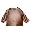 thumbnail image 1 of FAOWME Child T-Shirt Unisex Girls Boys Striped Casual T Shirt Tops Tee Brick Red 3-5 Years, 1 of 7