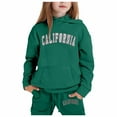 thumbnail image 1 of FAOWME Child Toddler Boys Girls Long Sleeve Solid Color Warm Hoodie Pullover Tops Pants Kids Outfits Sweat Suits Tracksuits Dark Green 1-2 Years, 1 of 4
