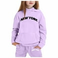thumbnail image 1 of FAOWME Child Toddler Boys Girls Long Sleeve Solid Color Warm Hoodie Pullover Tops Pants Kids Outfits Sweat Suits Tracksuits Purple 1-2 Years, 1 of 4