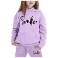 thumbnail image 1 of FAOWME Child Toddler Boys Girls Long Sleeve Solid Color Warm Hoodie Pullover Tops Pants Kids Outfits Sweat Suits Tracksuits Purple 12-13 Years, 1 of 4