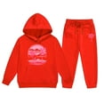 thumbnail image 1 of FAOWME Child Toddler Boys Girls Long Sleeve Solid Color Warm Hoodie Pullover Tops Pants Kids Outfits Sweat Suits Tracksuits Red 5-6 Yeats, 1 of 3