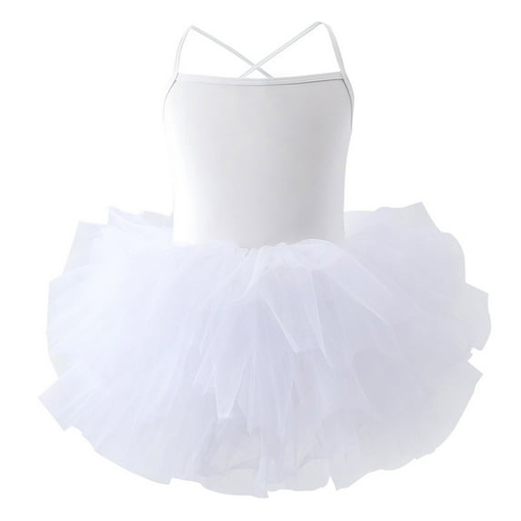 FAOWME Child Tutu Dress For Performance And Personality Sleeveless Dress For Girls White 3-4 Years