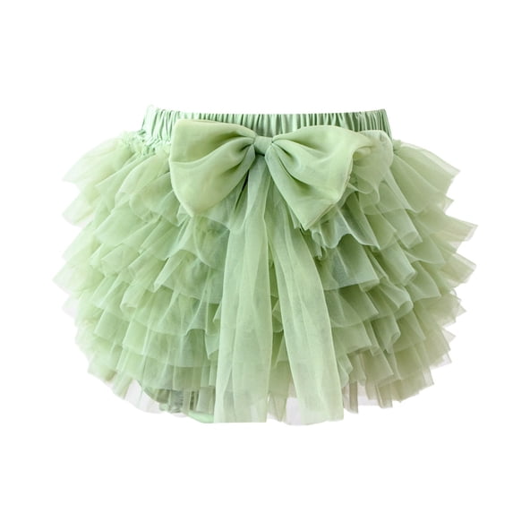 FAOWME Child Tutu Dress Summer Girls Pommel Dress Solid Color Cover Skirt Green 4-5 Years