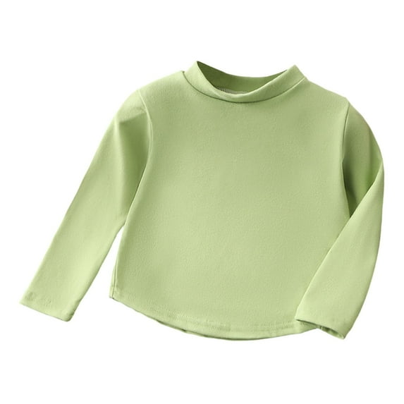 FAOWME Child Undershirt Boys Handsome Crew Neck Shirt Long Sleeve T Shirt Green 6-7 Years