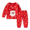 thumbnail image 1 of FAOWME Child Winter Girls Outfits Long Sleeve Thermal Outfits With Santa Polka Print Cozy Long Sleeve Tops With Pants Home Outfits For Festive And Year Clothes Sets Comfort O-Neck Dailywear, 1 of 8