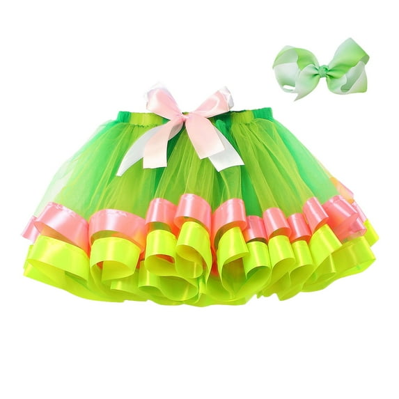 FAOWME Childern Dresses Summer Pommel Three Lined with Ballet Dance Cute Casual Fashion Trendy Tutu Tulle Dress Kids