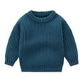 thumbnail image 1 of FAOWME Children Boys Girls Sweater Long Sleeve Round Neck Solid Color Knitted Warm Loose Knitwear Top For Autumn Winter Daily Wear,C,5-6 Years, 1 of 3