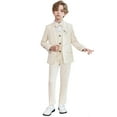 thumbnail image 1 of FAOWME Children Boys Suit Outfit Solid Color Vest Long Sleeve Lapel Coat And Pants Formal Fashion Sets For Party Performance Wedding,Beige,3-4 Years, 1 of 9