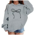thumbnail image 1 of FAOWME Children Girls Hoodies With Pocket Drawstring Long Sleeved Bow Printed Sweatshirt Comfortable Loose Fit Top For Casual Daily Wear,Grey,3-4Y, 1 of 7