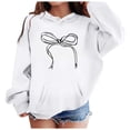 thumbnail image 1 of FAOWME Children Girls Hoodies With Pocket Drawstring Long Sleeved Bow Printed Sweatshirt Comfortable Loose Fit Top For Casual Daily Wear,White,6-8Y, 1 of 7