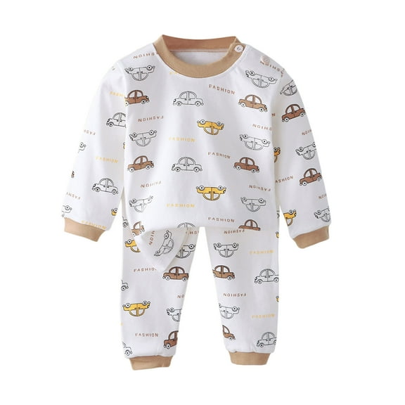 FAOWME Children Long Sleeve Tops With Pants Home Car Cartoon Printed Long Sleeve Boys Outfits Winter Autumn Warm Outfits For Boy Clothes Sets Comfort O-Neck Dailywear