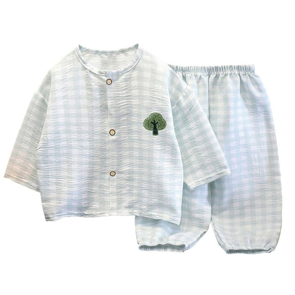 FAOWME Children Outfits Tops Pants Autumn Two Piece Sets Boys Girls Cloud Summer Cardigan Cartoon Home Suit Sets Clothes Sets Breathable O-Neck Dailywear