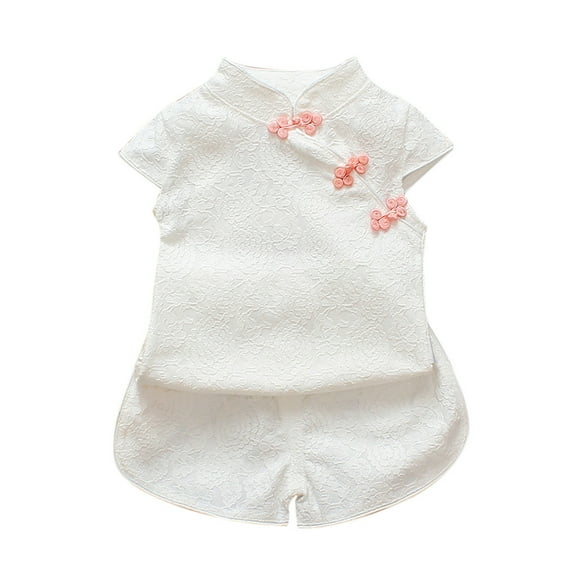 FAOWME Dresses for Children Summer Flower Cheongsam Qipao Tang Suit Cute Chinese Traditional Tulle Dress Toddler