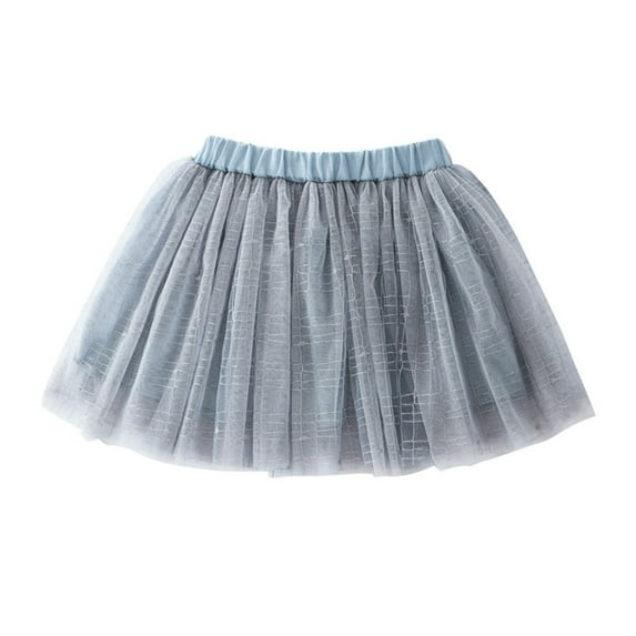 FAOWME Embroidery Tulle Tutu Skirt With Plaid Striped Rainbow Flower For Girls Kids Grey 12-24 Months