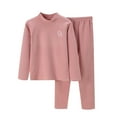 thumbnail image 1 of FAOWME Fall Children Warm Underwear Set Velvet Baby Kids Long Sleeve Boys Girls O-Neck Home Wear Pink 10-11 Years, 1 of 3