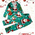 thumbnail image 1 of FAOWME Family Matching Christmas Pajamas Set Outfits Long Sleeve Turndown Collar Santa Claus Print Buttons Top And Pant Comfortable Soft Sleepwear For Child Kids-Green 13-14 Years, 1 of 7