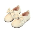 thumbnail image 1 of FAOWME Fashion Autumn Girls Casual Shoes Flat Light Hook Loop Solid Color Bow Simple Style Beige 15-18 Months, 1 of 6