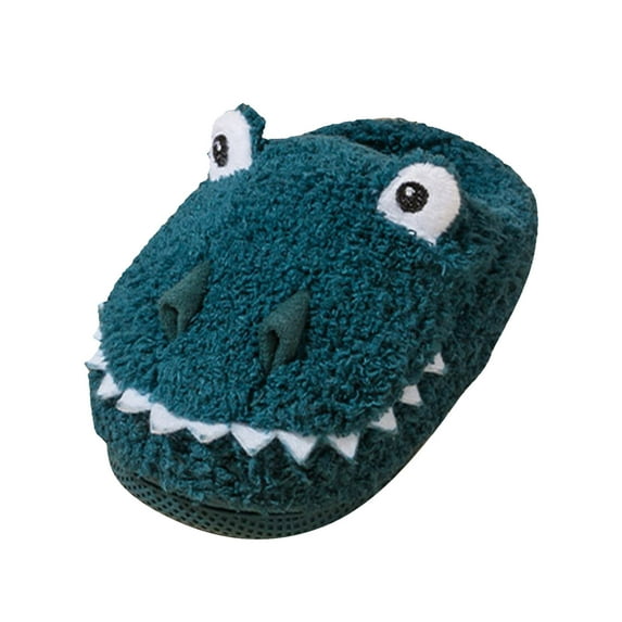 FAOWME Fashion Cute Fall Boys Girls Slippers Flat Bottom Lightweight Soft Comfort Warm Solid Color Cartoon Animal Shape Blue 12-15 Months