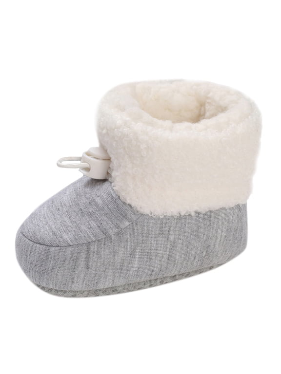 Fashion Toddler Colorful Little Girls Winter Warm Kids Baby Knitted Pre Walkers Boots Shoes For Baby Grey 0-6 Months