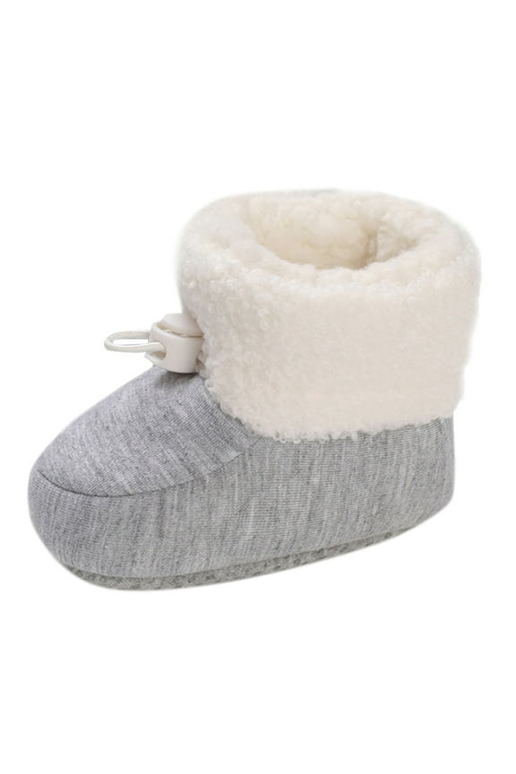 Fashion Toddler Colorful Little Girls Winter Warm Kids Baby Knitted Pre Walkers Boots Shoes For Baby Grey 12-18 Months