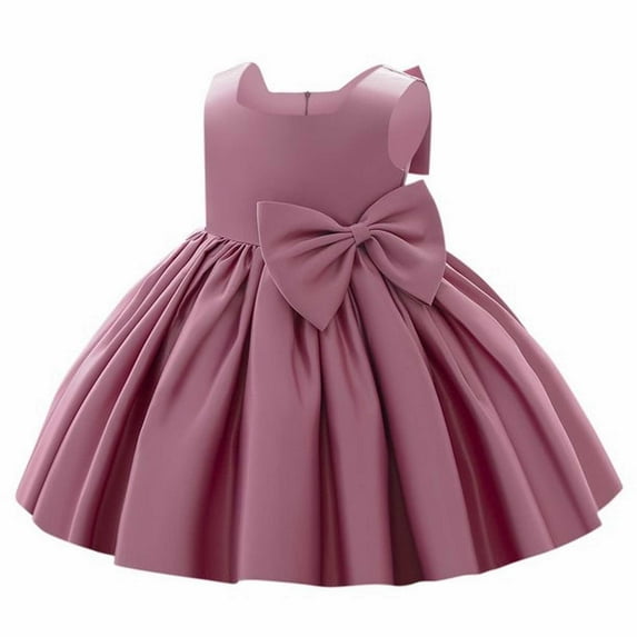 FAOWME Flower Girls Bowknot Tutu Dress For Kids Baby Wedding Bridesmaid Birthday Party Pageant Formal Dresses Toddler First Vacation Gown Watermelon Red 10-11 Years