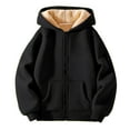 thumbnail image 1 of FAOWME Girls Boys Outerwear With Thick Lamb Wool Versatile Casual Warm And Outerwear For Kids In Winter Children Outerwear Hooded Pullover Black 2-3 Years, 1 of 8