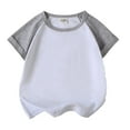 thumbnail image 1 of FAOWME Girls Boys Tshirt Raglan Shirt Baseball Tee T-Shirt Short Solid Color Shirts Grey 6-7 Years, 1 of 4