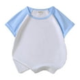thumbnail image 1 of FAOWME Girls Boys Tshirt Raglan Shirt Baseball Tee T-Shirt Short Solid Color Shirts Light Blue 6-7 Years, 1 of 4