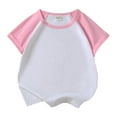 thumbnail image 1 of FAOWME Girls Boys Tshirt Raglan Shirt Baseball Tee T-Shirt Short Solid Color Shirts Pink 9-10 Years, 1 of 4
