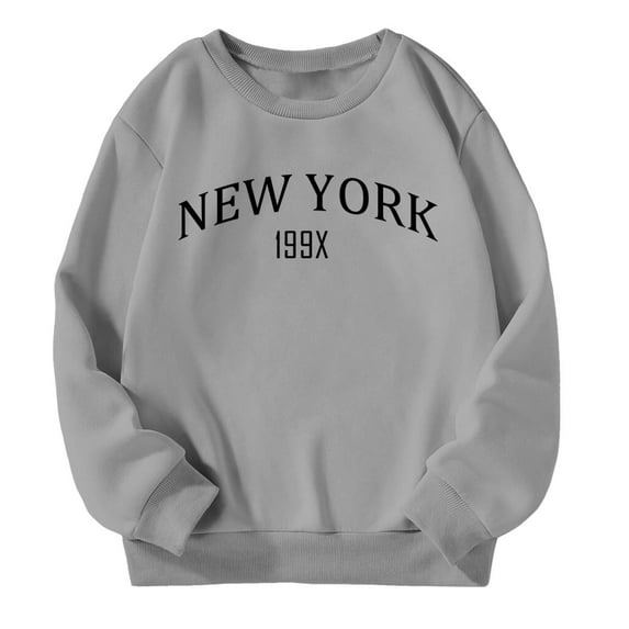 FAOWME Girls Casual Crewneck Sweatshirts Long Sleeve Cute Pullover Oversized Lightweight Tops Grey 7-8 Years