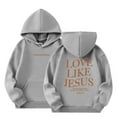 thumbnail image 1 of FAOWME Girls Casual Long Sleeve Hoodies Cute Oversized Pocket Sweatshirt Tops Grey 3-4 Years, 1 of 7