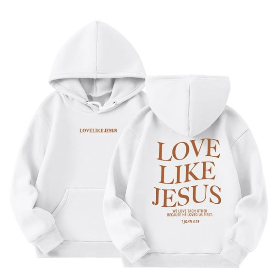 FAOWME Girls Casual Long Sleeve Hoodies Cute Oversized Pocket Sweatshirt Tops White 3-4 Years