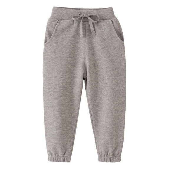 FAOWME Girls Fall Long Pants Sports Elastic Children Pants Boys Trousers Grey 3-4 Years