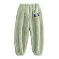 thumbnail image 1 of FAOWME Girls Fuzzy Sleep Pants Elastic Waist Trousers Light Green 12-18 Months, 1 of 3